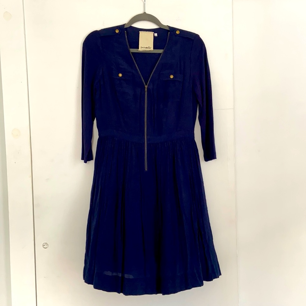 Anthropologie Navy Zipper Dress